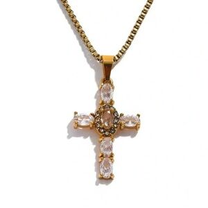 Anthropologie Cross 18K Gold Stainless Steel Waterproof Necklace